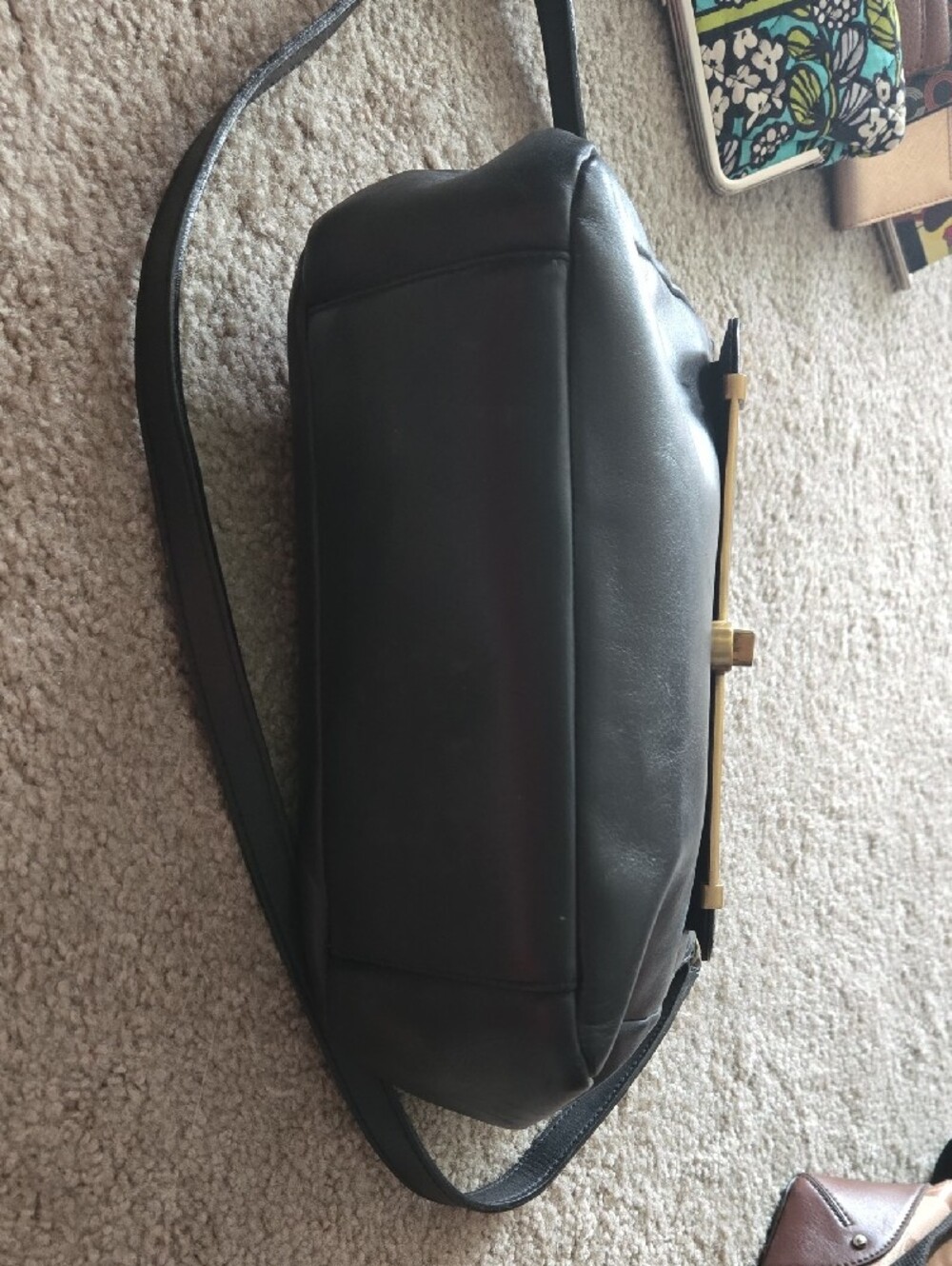 Etienne Aigner Black Satchel with Gold Hardware - Picture 2 of 4